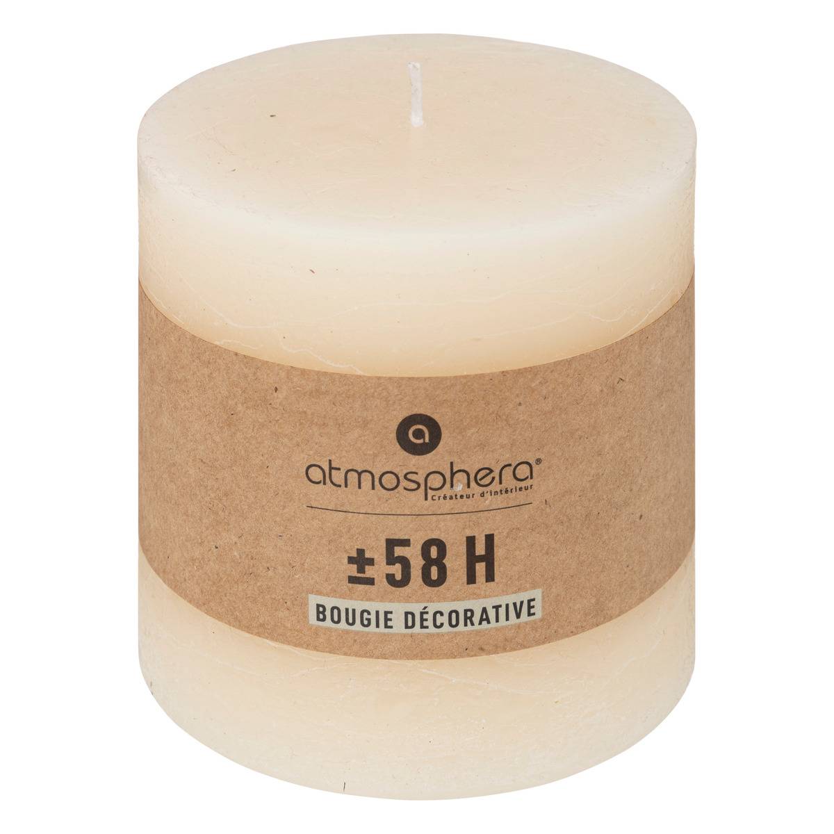 Bougie décorative rustique 663g OLIA ivoire, ATMOSPHERA