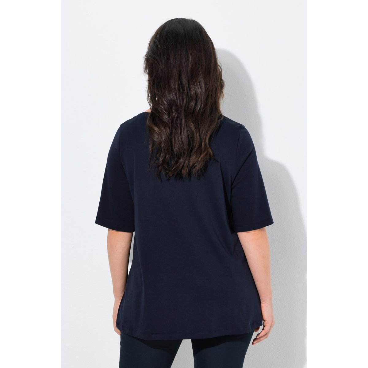 T-shirt en coton Pima marine foncé, ULLA POPKEN