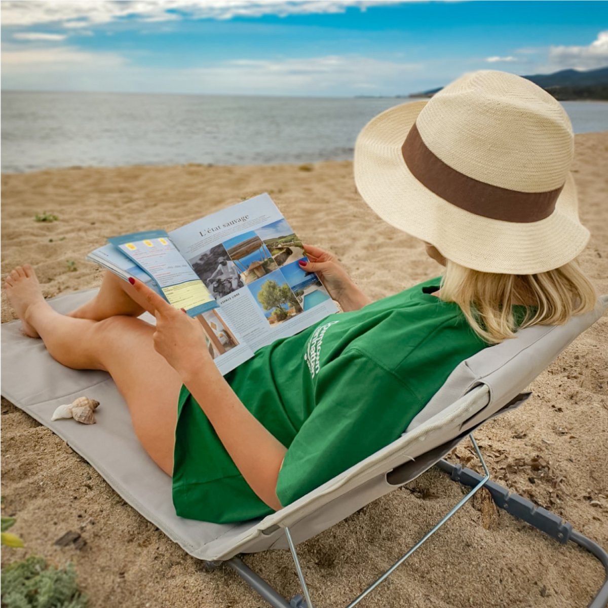 Matelas, transat, tapis de plage avec dossier inclinable et sac de transport gris, LINXOR
