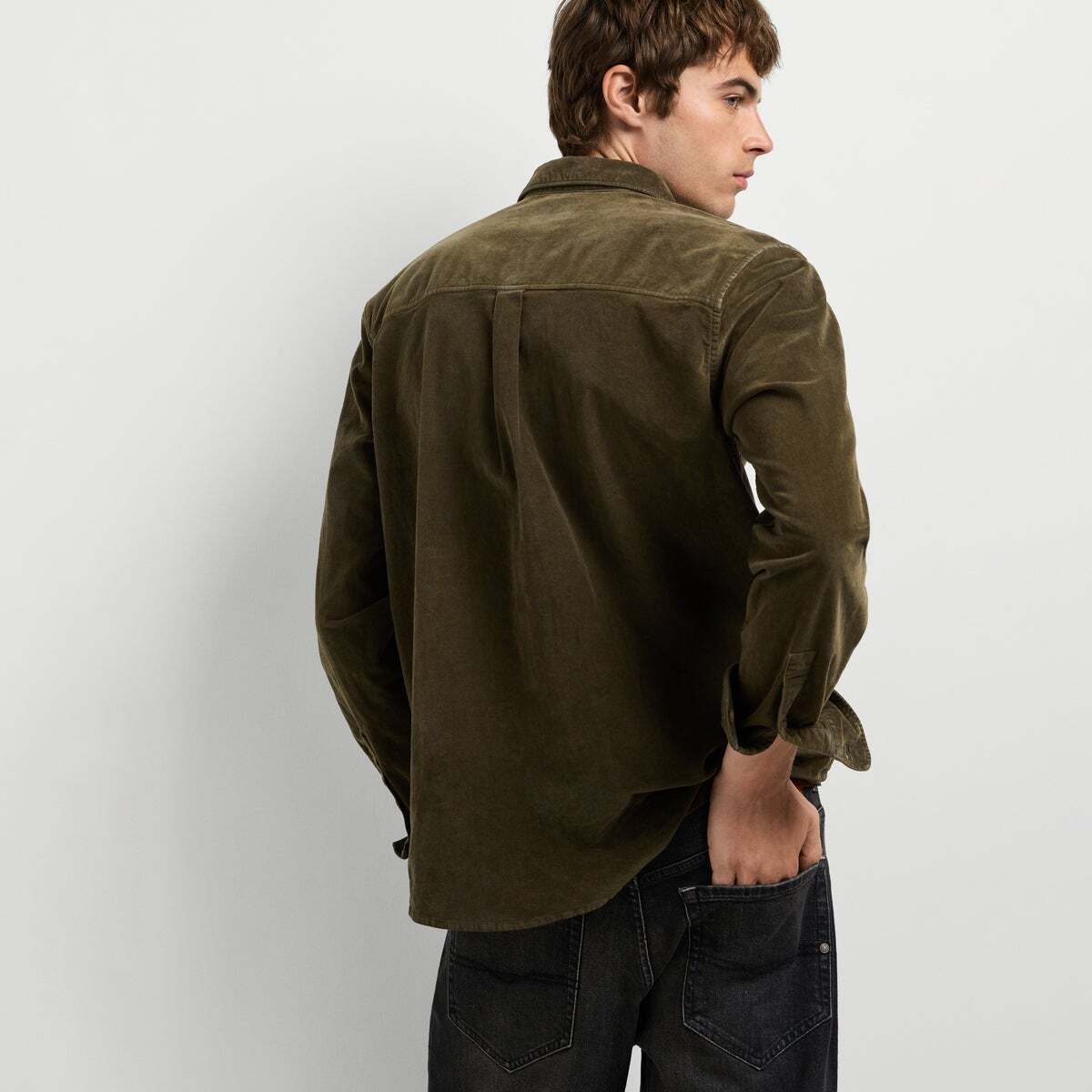 Chemise Coupe Regular En Velours Côtelé trench green, PEPE JEANS