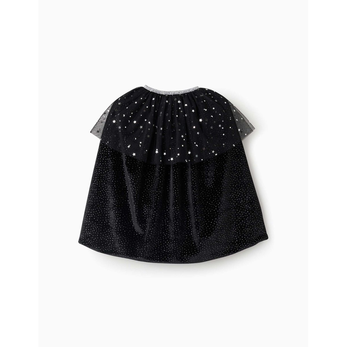 Cape en velours à pois en fil textile noir, ZIPPY