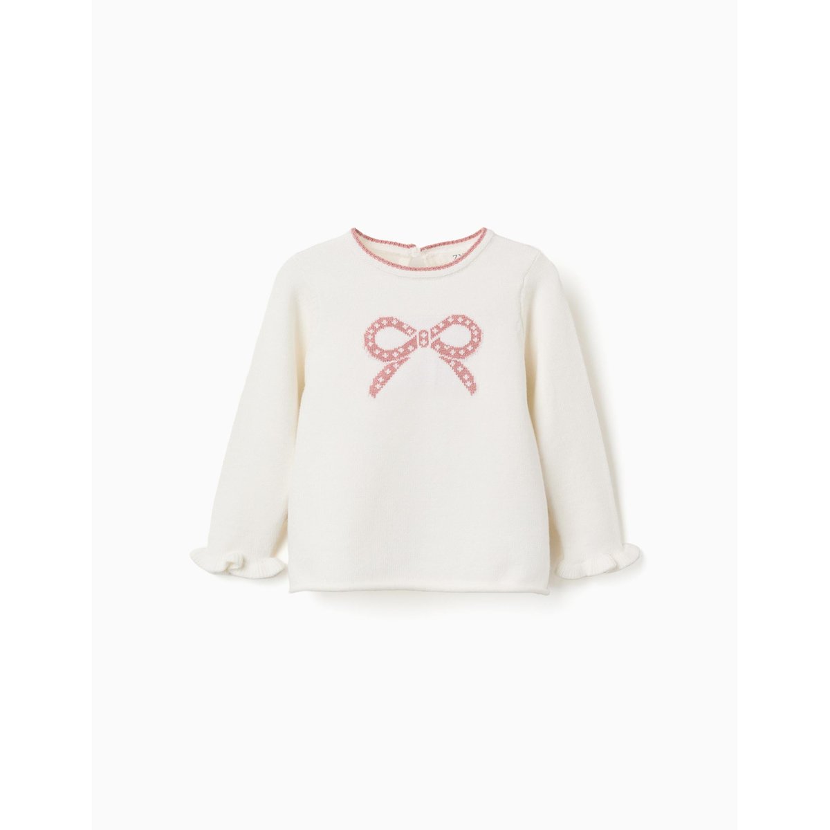Pull en maille avec nœud jacquard blanc, ZIPPY