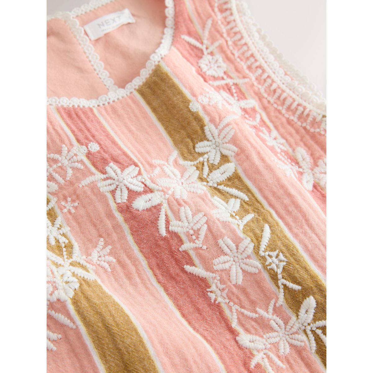 Robe brodée sans manches marron rouille, NEXT