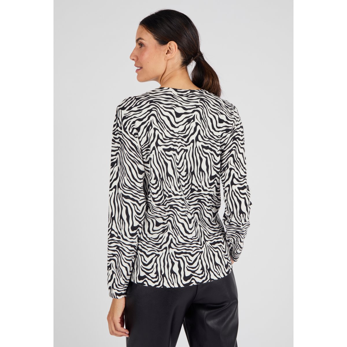 Cardigan maille fine noir animalier, DAMART