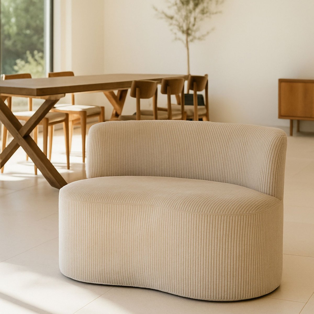 Canapé en tissu bouclette, COME beige, NOW'S HOME