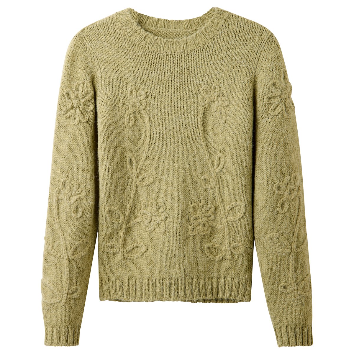 Pull Brodé Fleuri Tallulah vert, JOE BROWNS