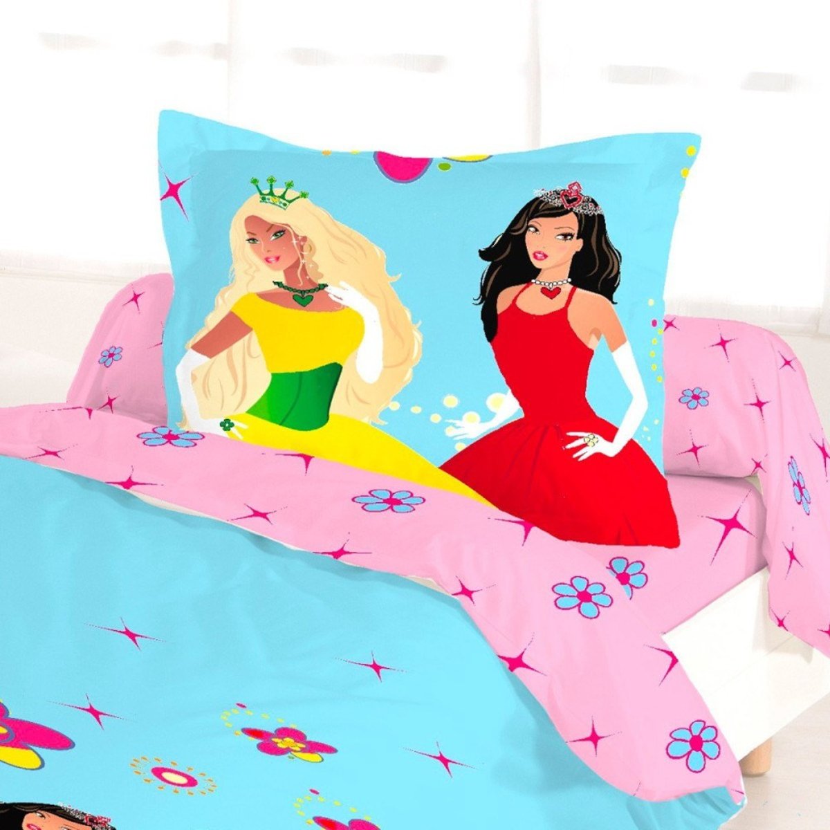 Housse de couette 140x200 PRINCESS + 1 taie rose, DECORATIE