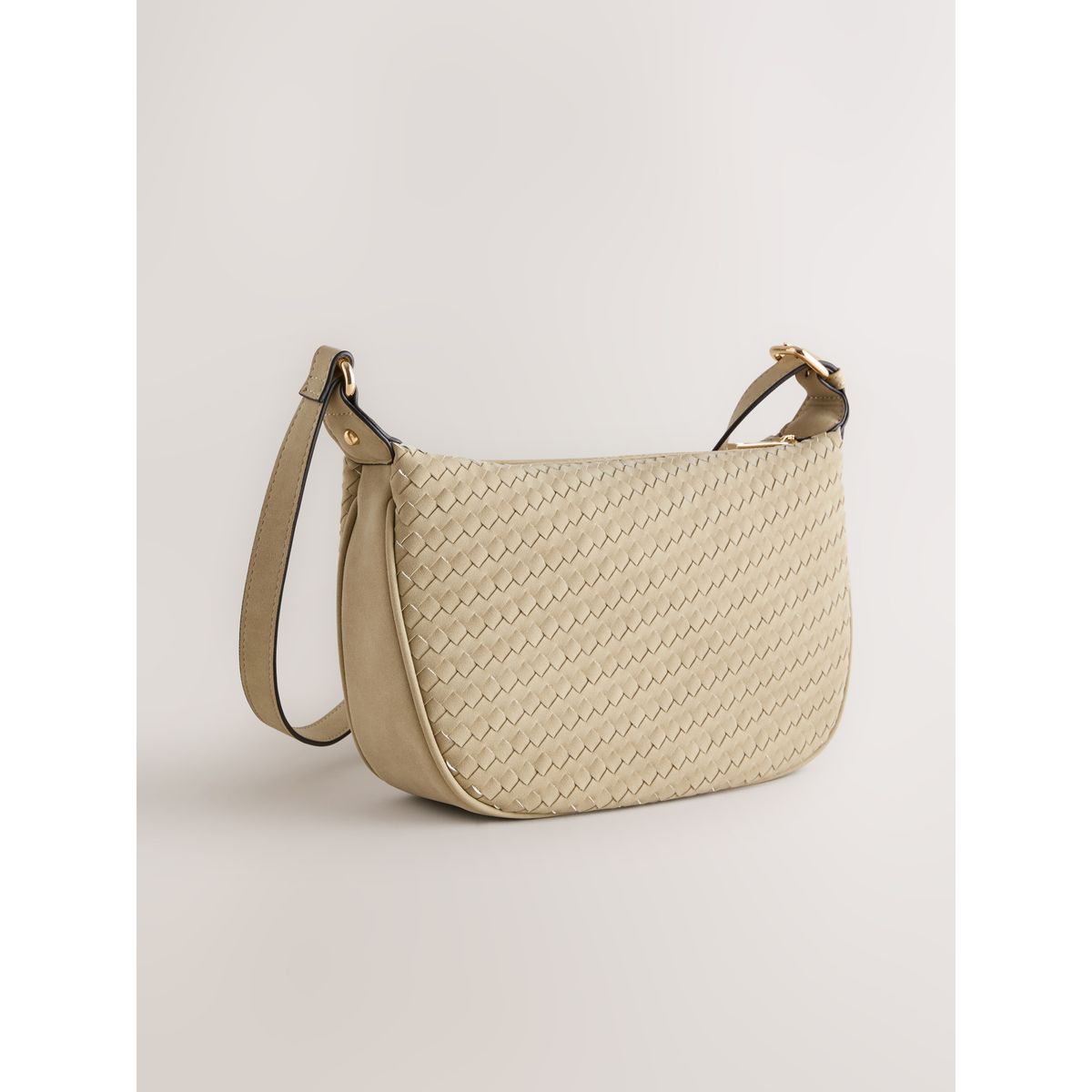 Sac bandoulière tissé grège, NEXT