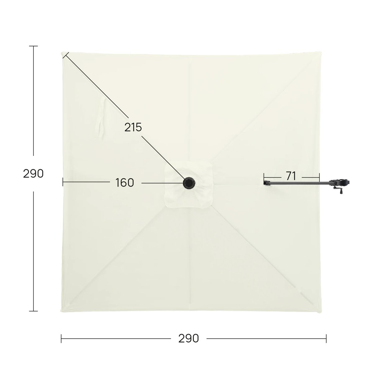 Toile pour parasol deporté carré, SUNNY gris clair, DEFORA HOME