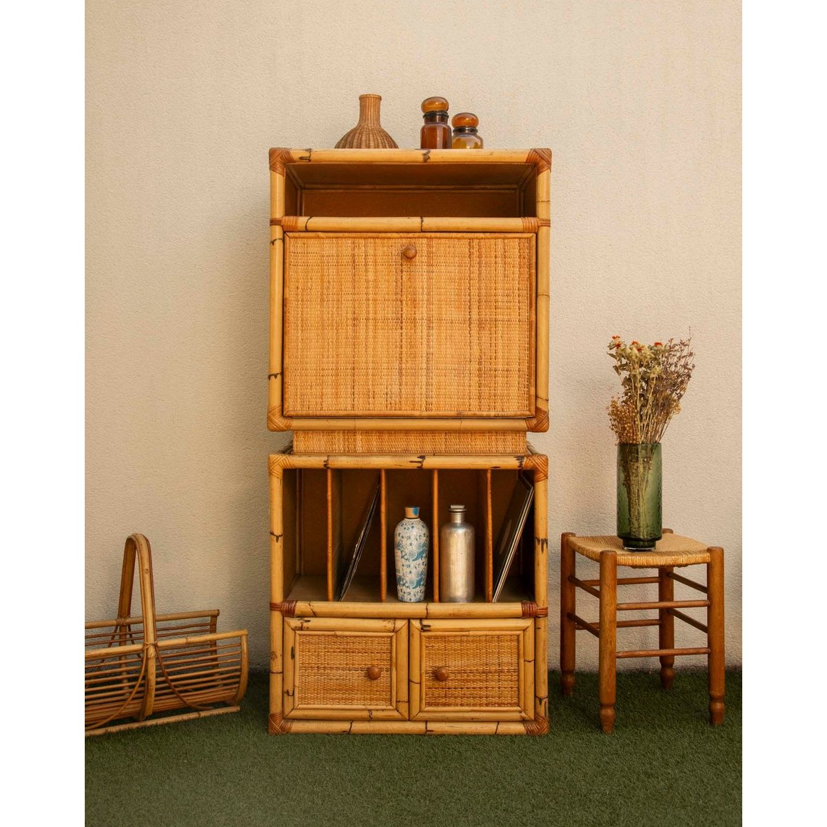Buffet modulable à multiples rangements Gilbert N°1611 - Bon état bois clair, DEBONGOUT