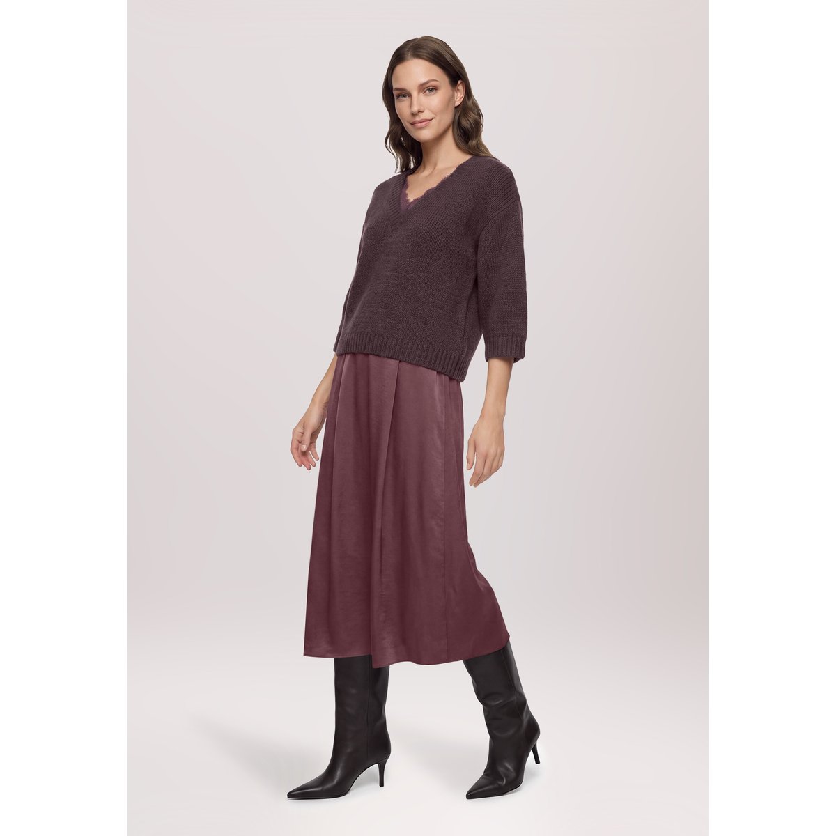 Robe casual deux-pièces dark maroon, VERA MONT