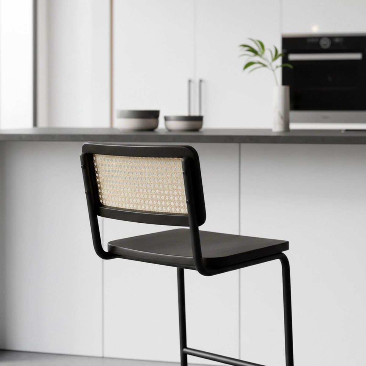 Chaises hautes en bois et métal - Lot de 2, BETTY bois noir, OVIALA