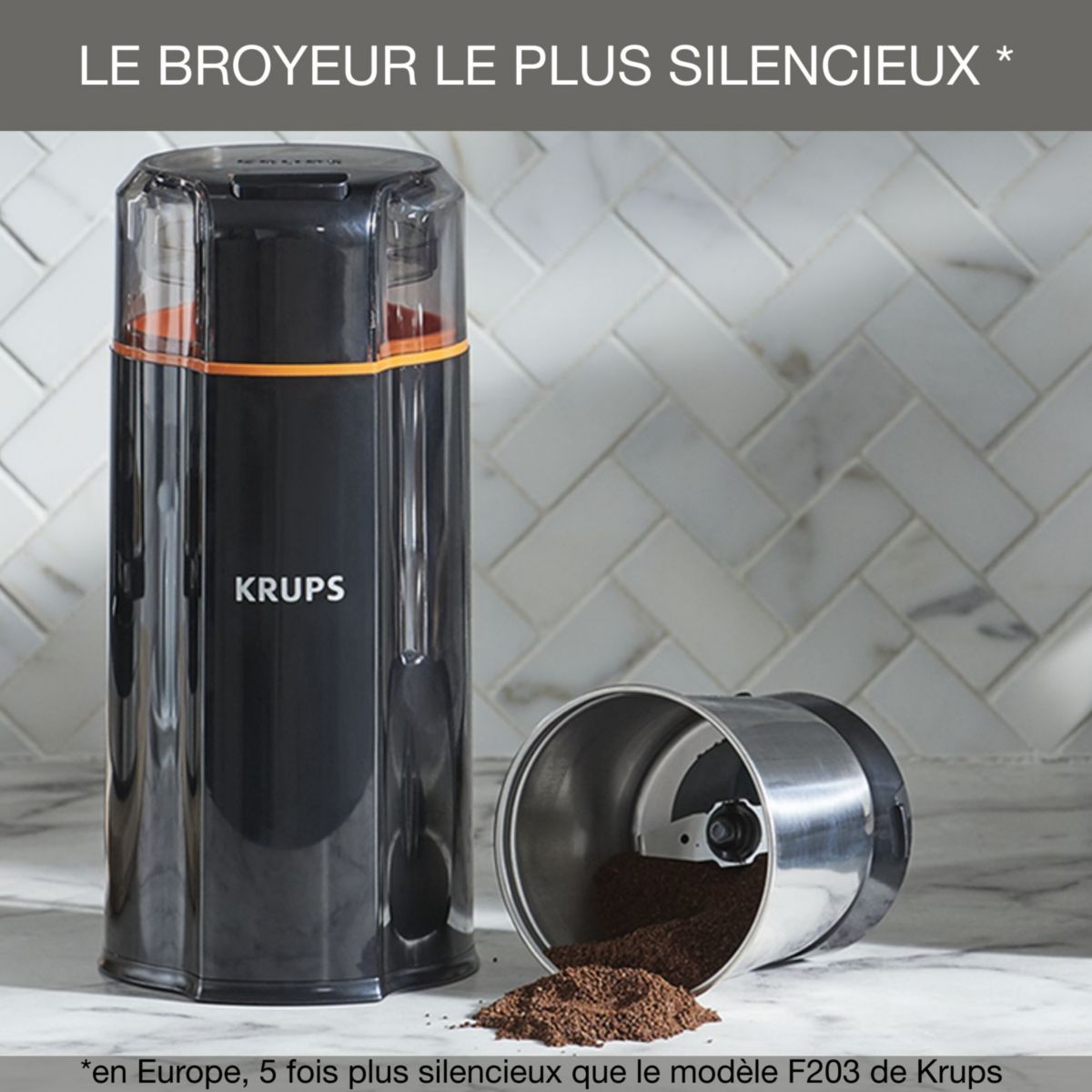 Moulin à café GX332810 silent vortex grinder noir, KRUPS