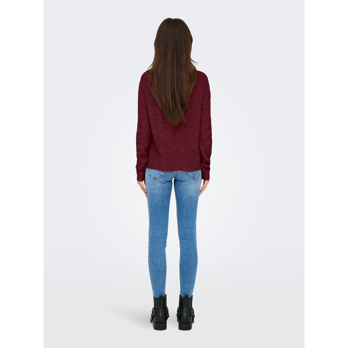 Pull col rond grosse maille cabernet, ONLY
