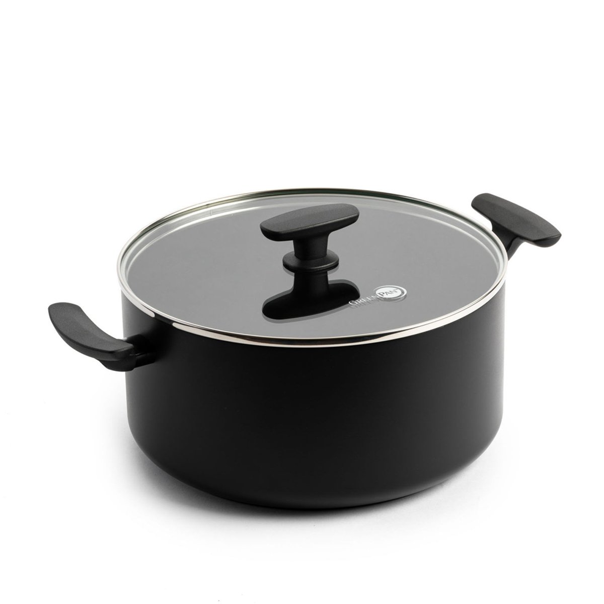 Faitout 25 cm aluminium revêtement céramique avec couvercle-Smart noir, GREENPAN