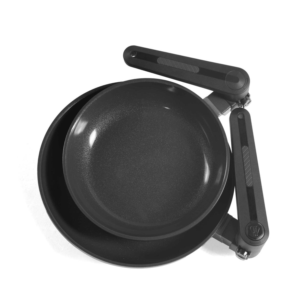 Set de 2 poêles 24/28 cm avec manches repliables - Transformer couleur unique, LAGUIOLE CUISSON