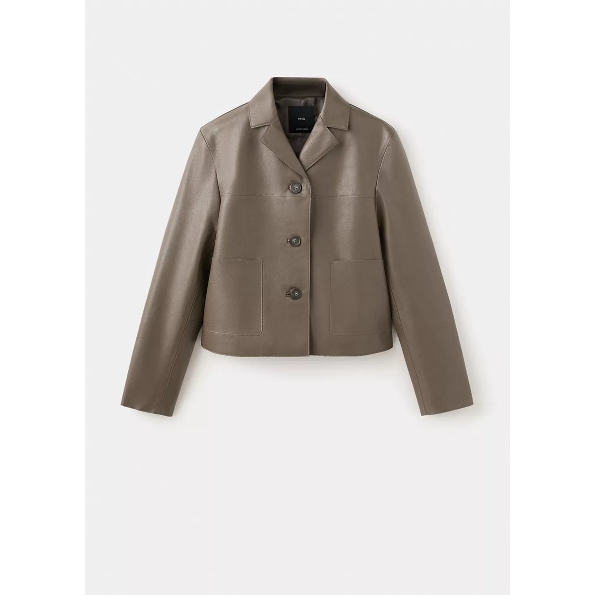 Veste cuir synthétique poches olive, MANGO