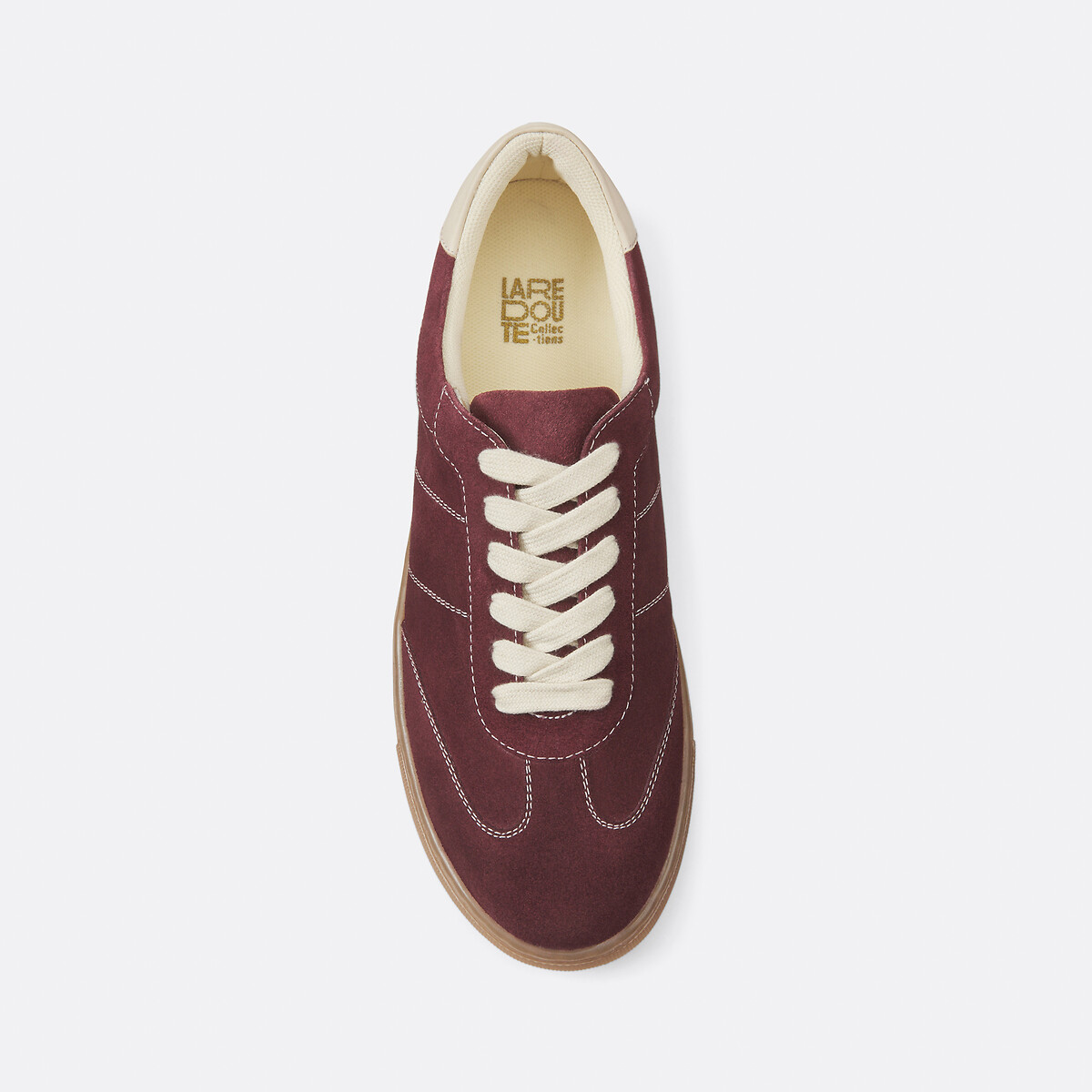 Baskets rétro en cuir suédé bordeaux, LA REDOUTE COLLECTIONS