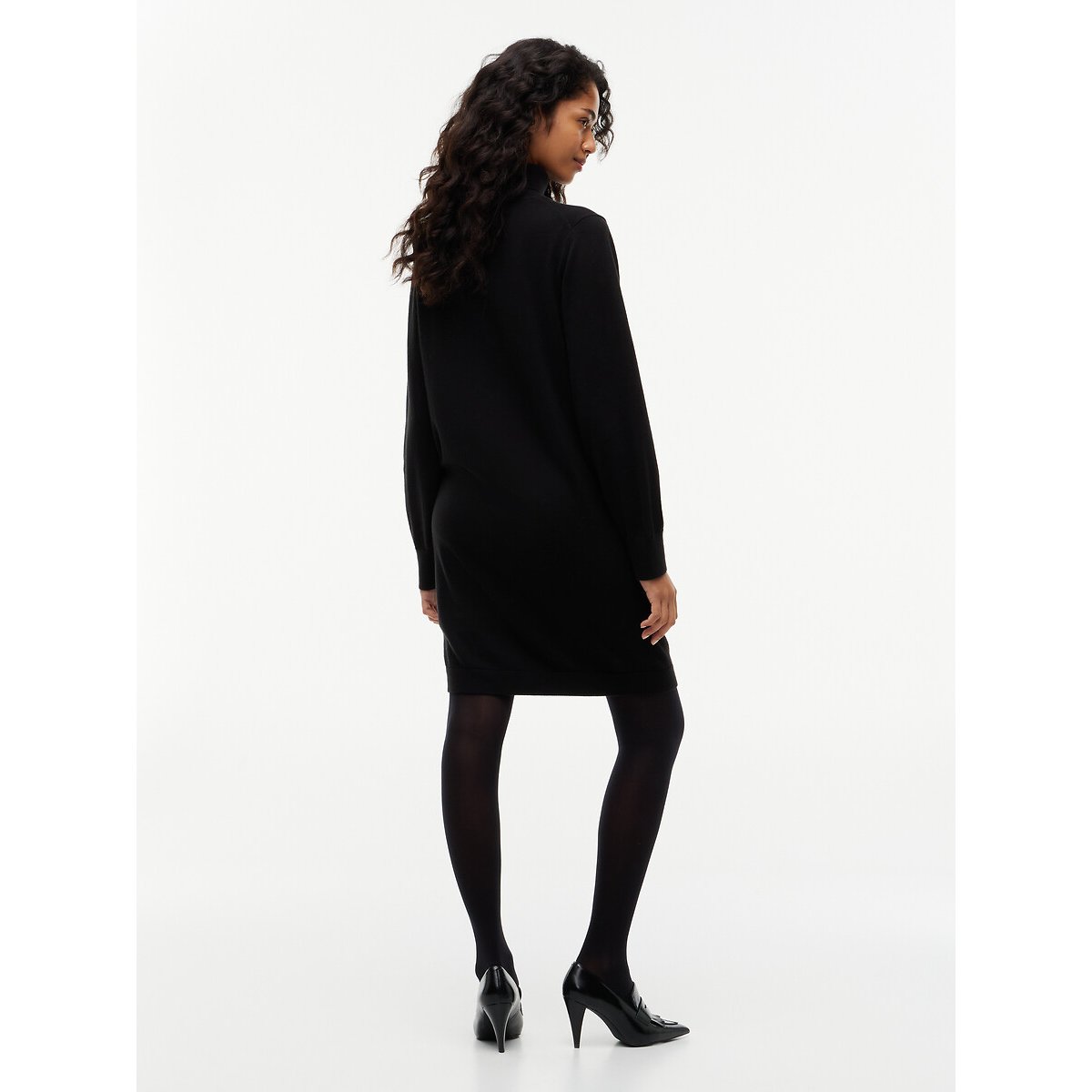 Abito in maglia a collo alto con maniche lunghe nero , TOMMY JEANS
