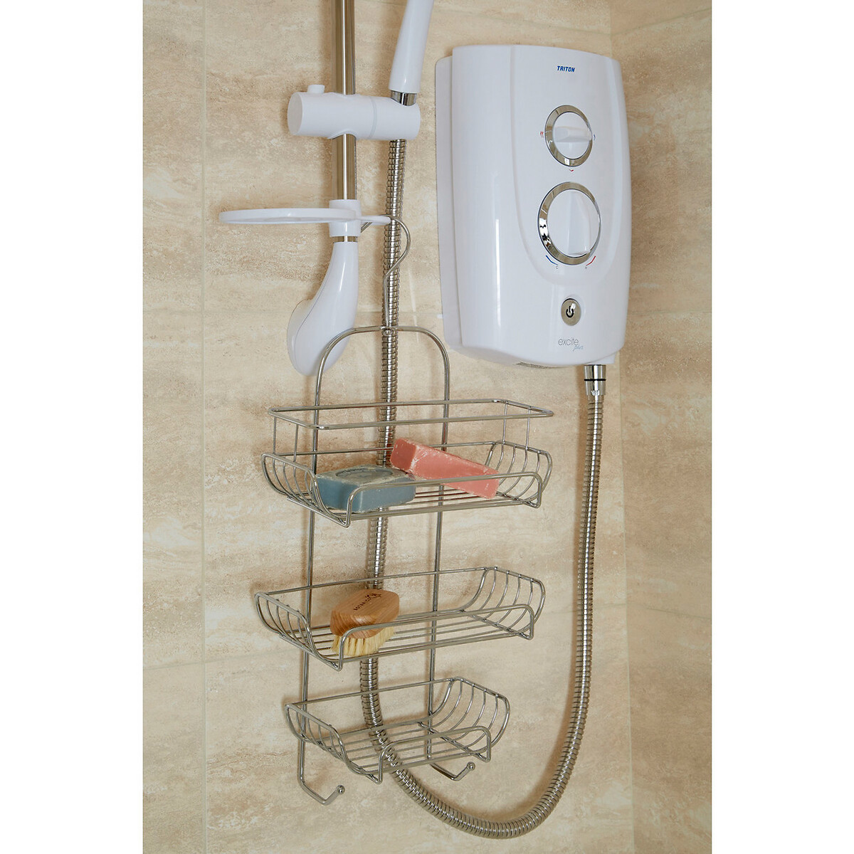 3-Tier Shower Caddy in Chrome silver-coloured, SO'HOME