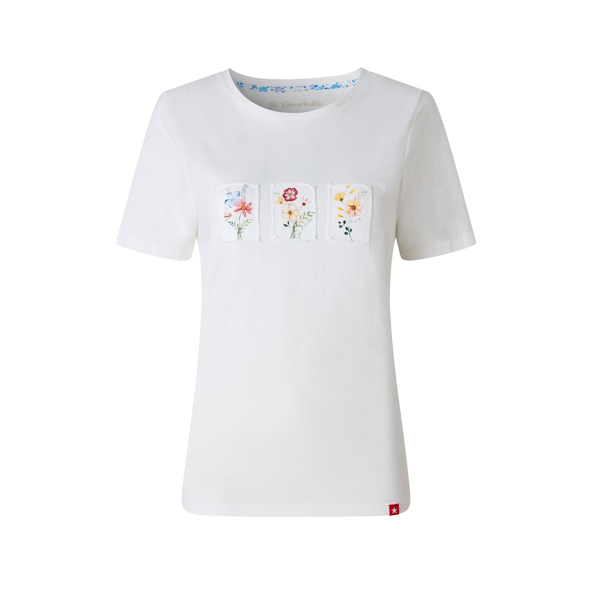 T-shirt à motif patch floral blanc, JOE BROWNS
