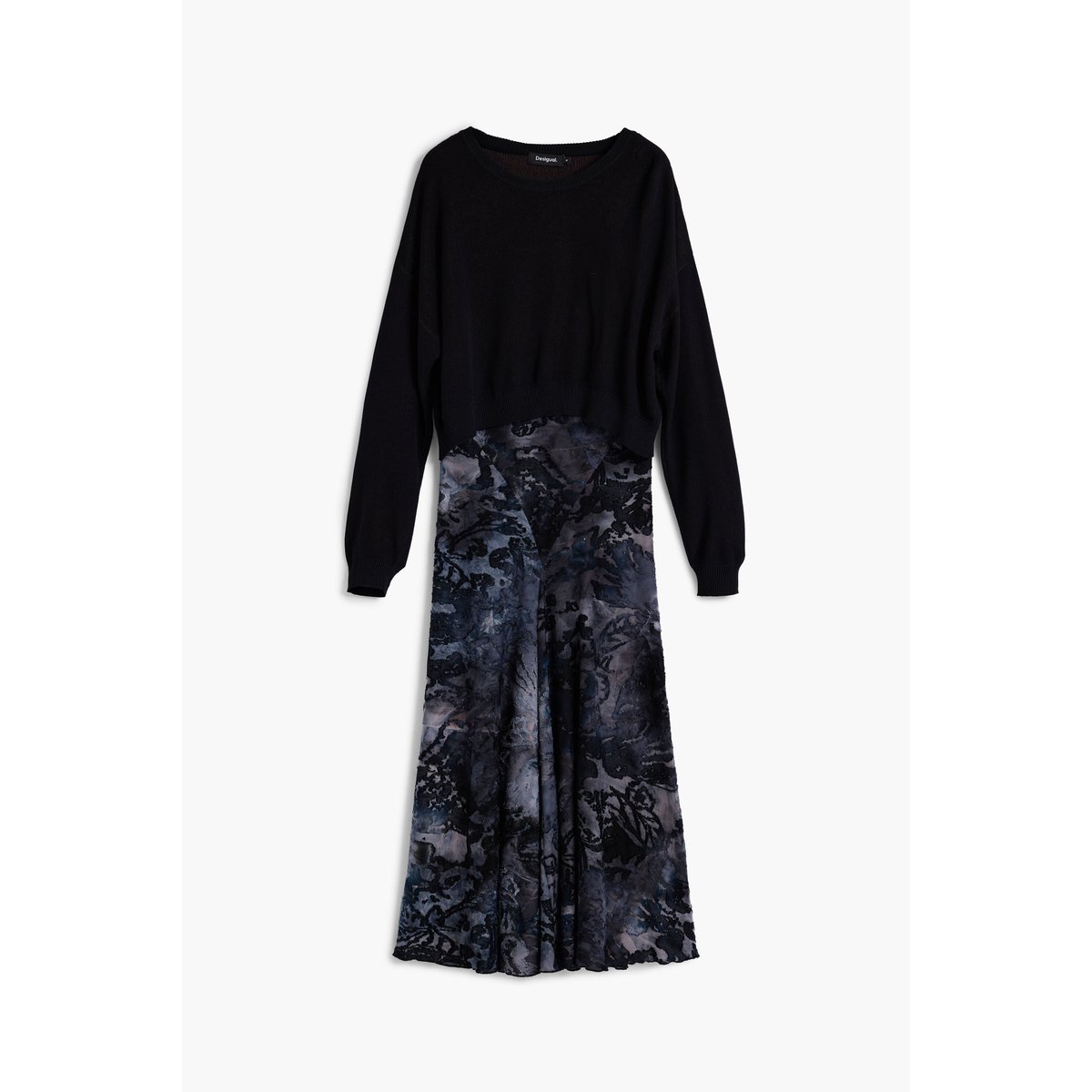 Robe à bretelles en maille bleu, DESIGUAL