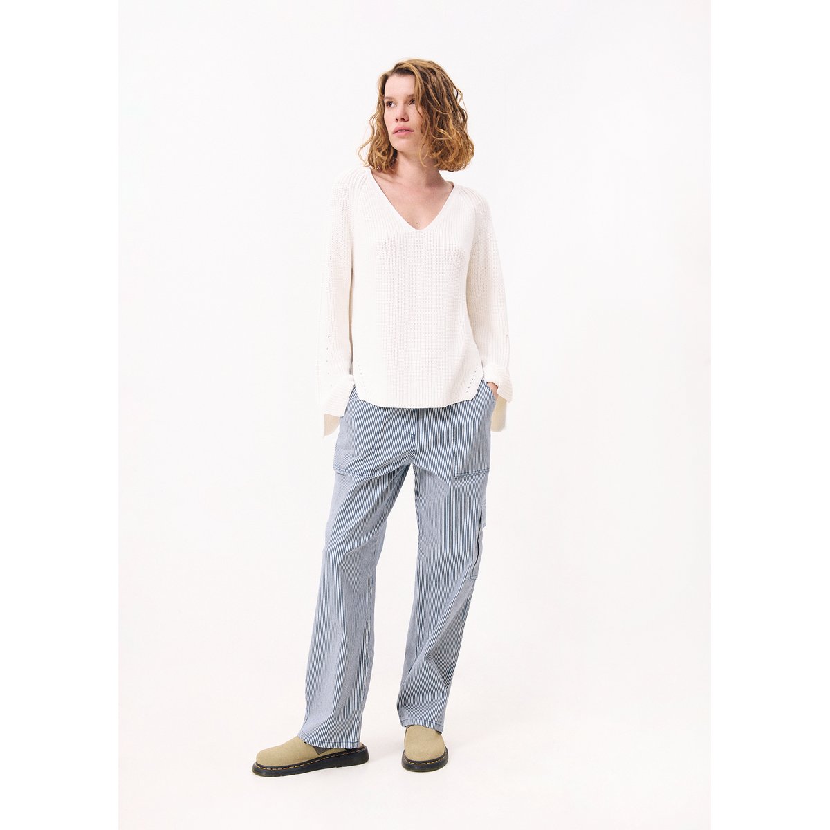 Pantalons en coton POLETTE bleu jean, FRNCH