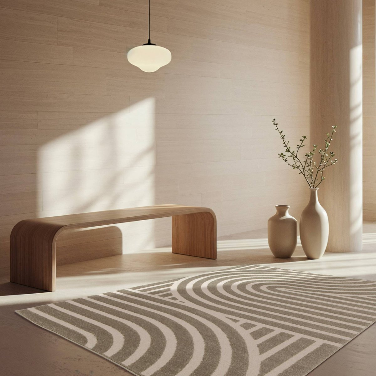 Tapis intérieur rectangulaire contemporain ENZO taupe, SWEEEK