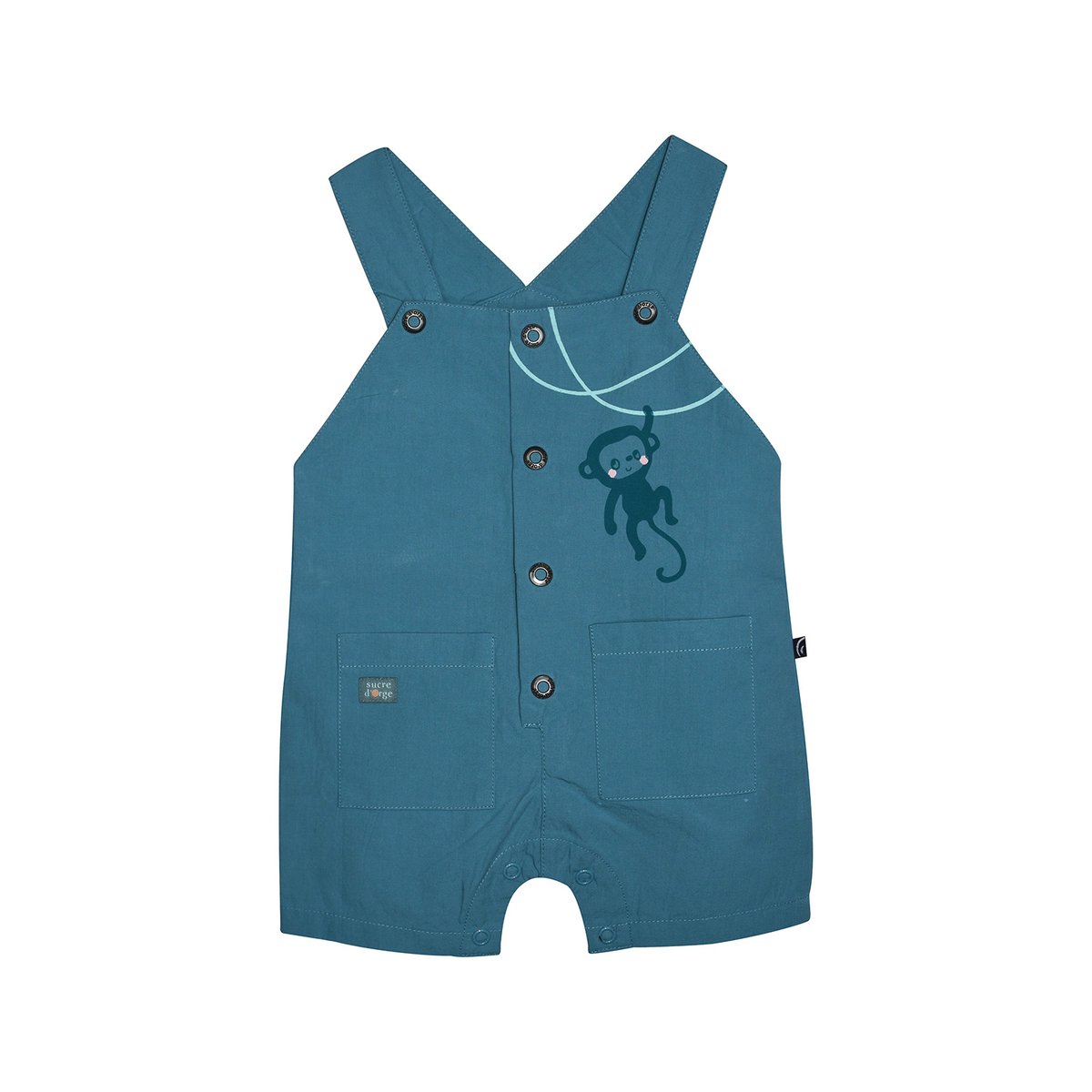 Tshirt salopette octave court bebe bleu, SUCRE D'ORGE