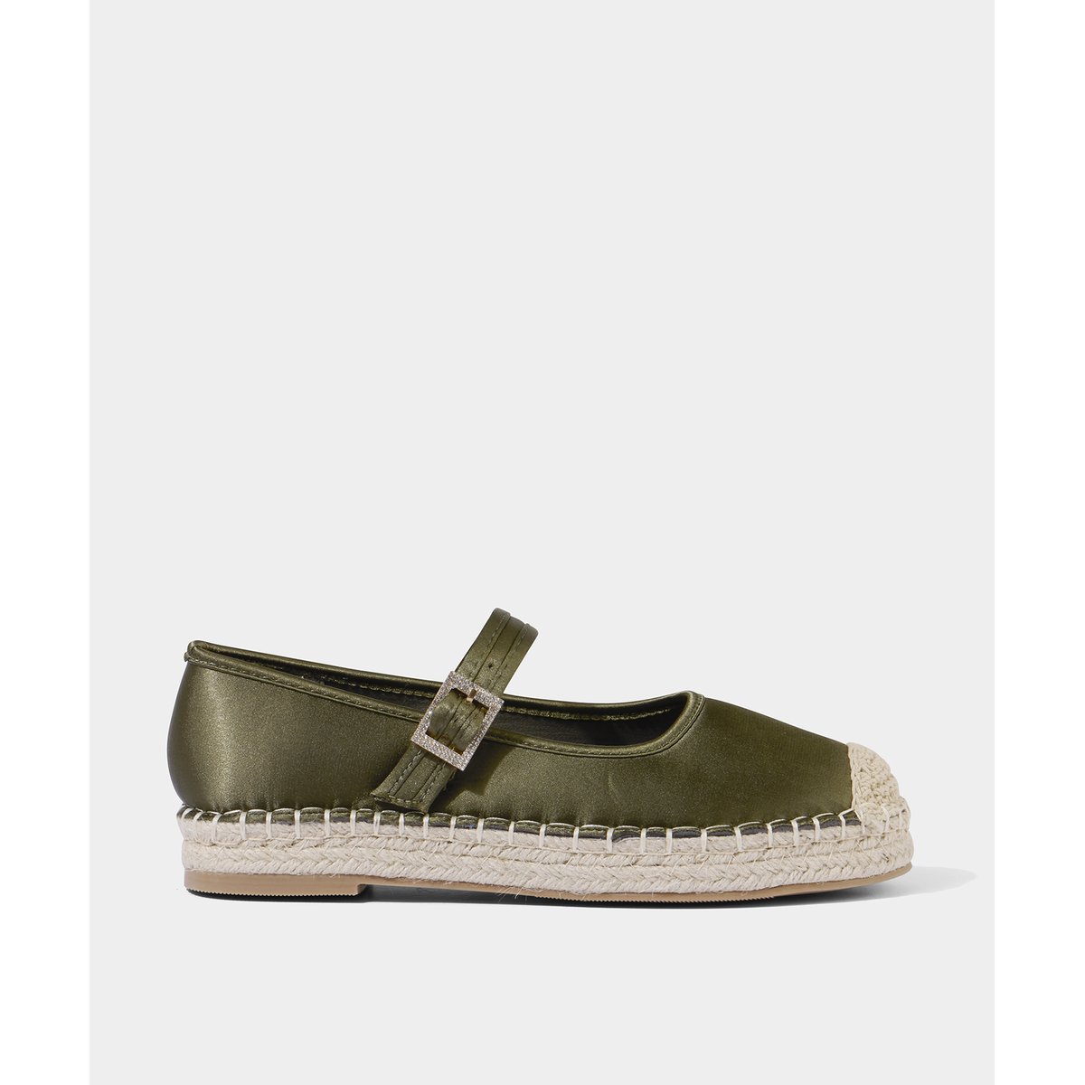 Espadrilles Satin Avec Boucle vert foncé, JOE BROWNS