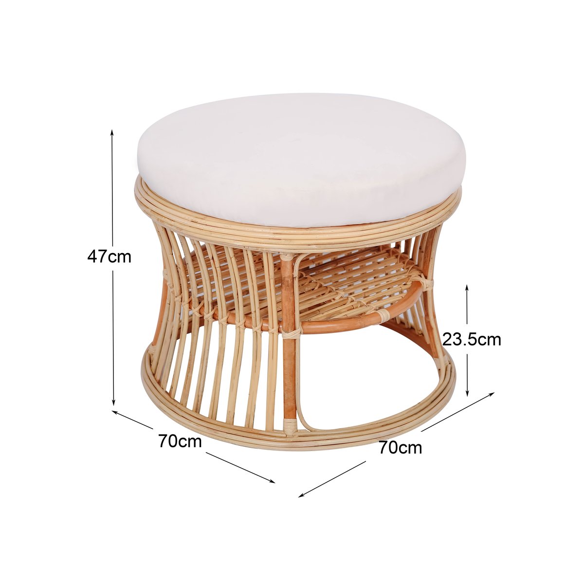 Pouf tissu et rotin, SERAM beige, NORDLYS