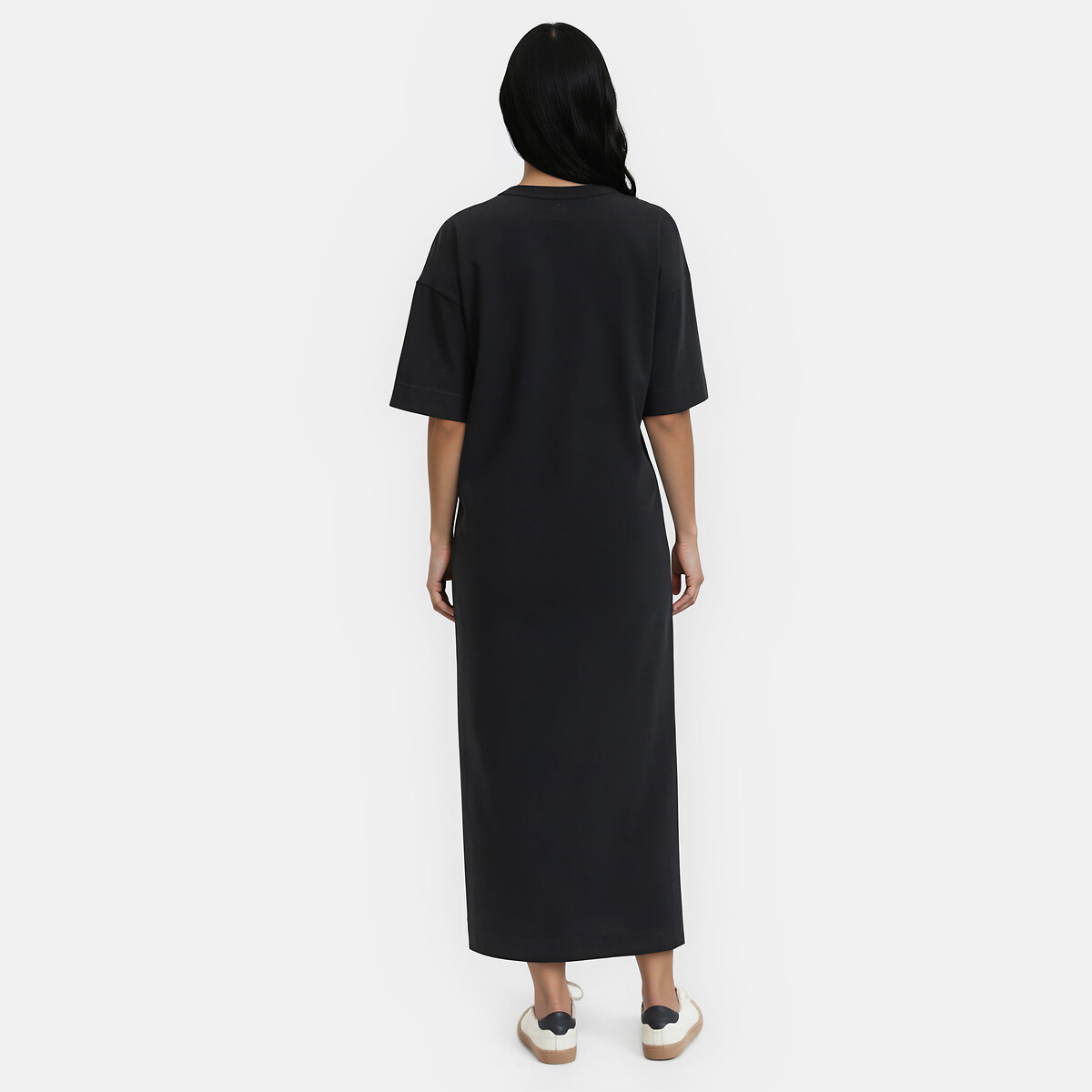 Robe longue jersey, boutonnage épaule noir, LA REDOUTE COLLECTIONS