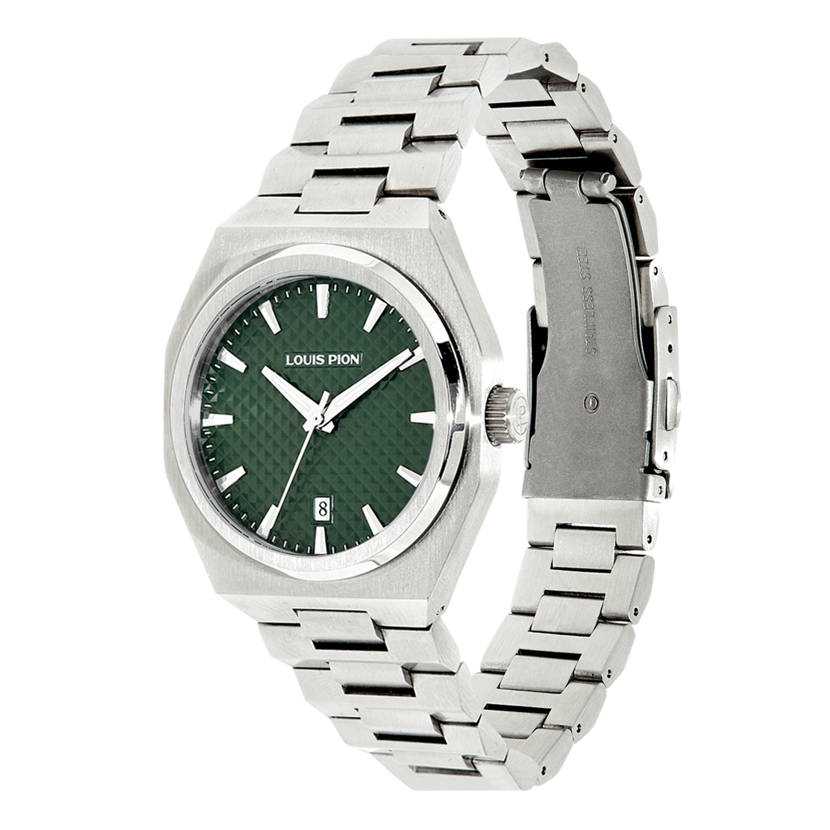 Montre Analogique  ERIC argenté vert argenté, LOUIS PION