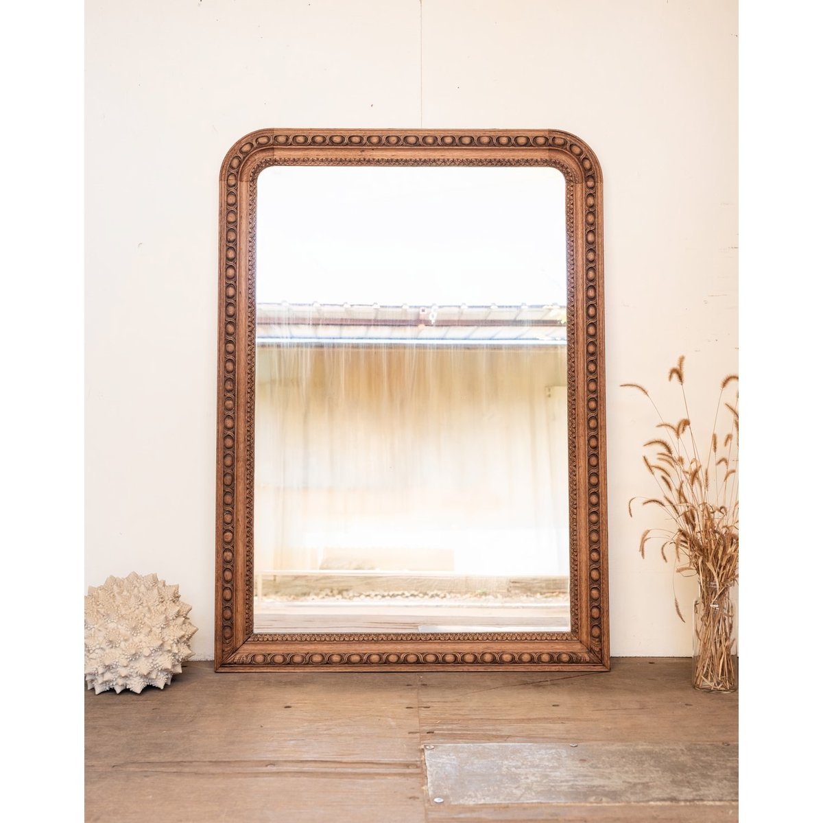 Grand miroir en chêne sculpté Georges N°1381 - Bon état bois foncé, DEBONGOUT