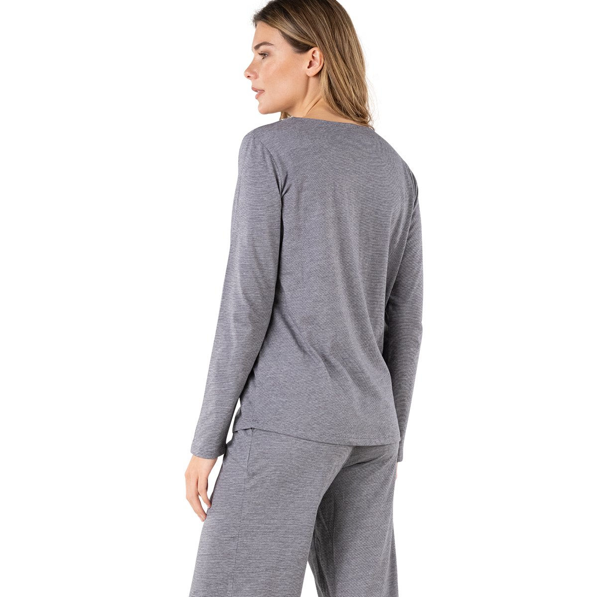 Pyjama long GRAPHIC gris anthracite, ATHENA