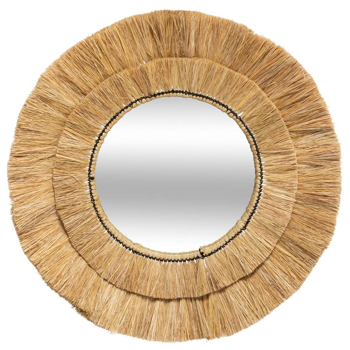 Miroir rond en raphia ALBA beige, ATMOSPHERA
