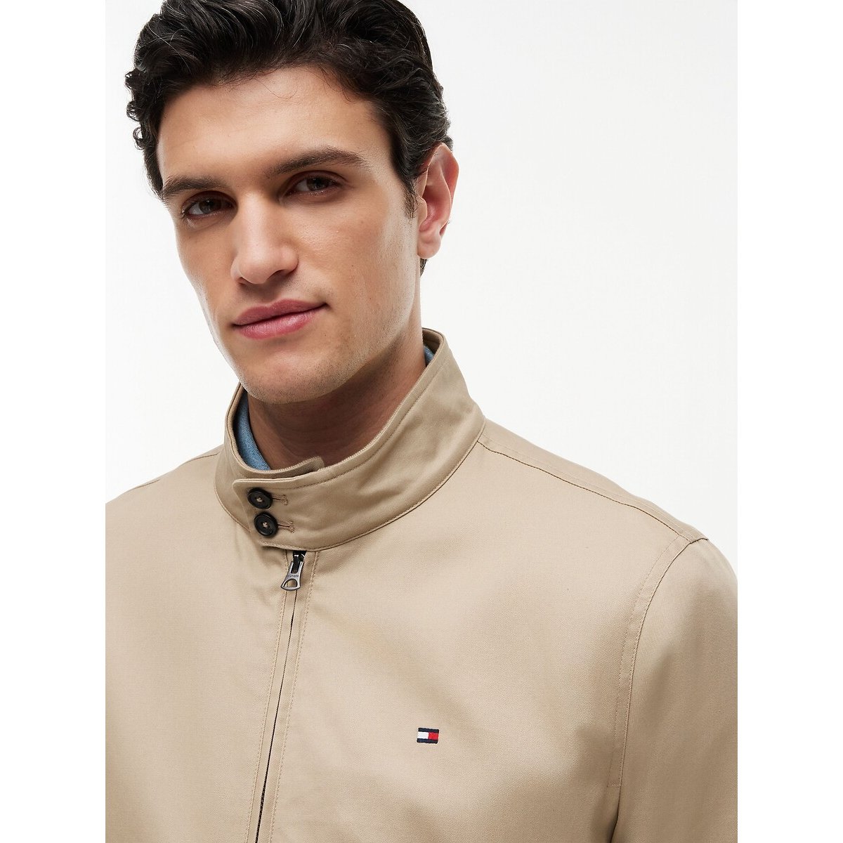 Blusão curto, gola subida, meia-estação bege, TOMMY HILFIGER