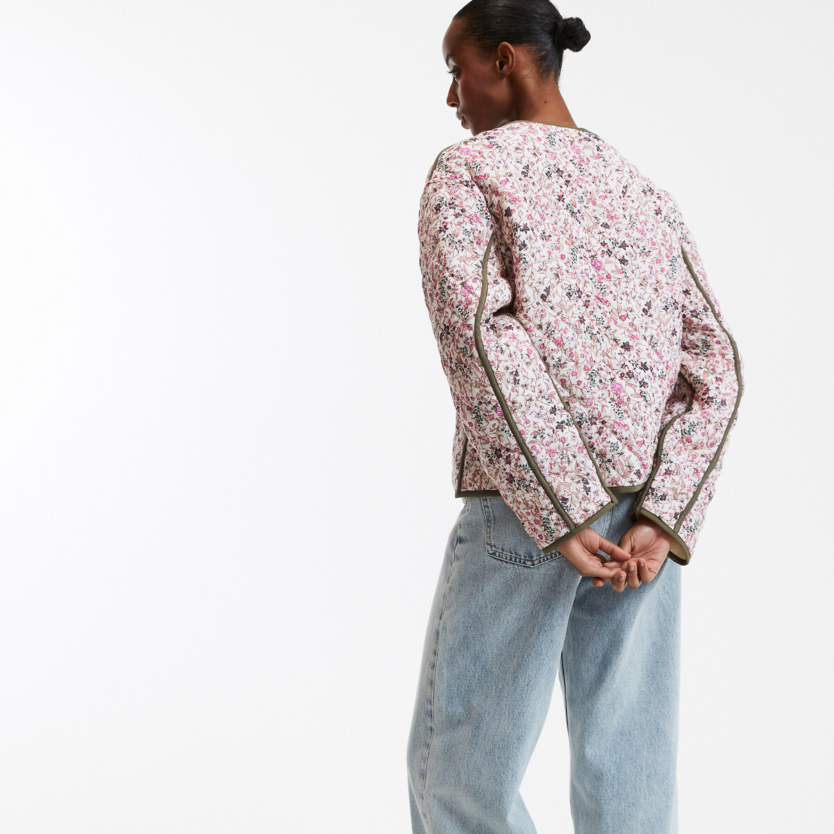 Short Printed Quilted Jacket, Reversible floral print, LA REDOUTE COLLECTIONS
