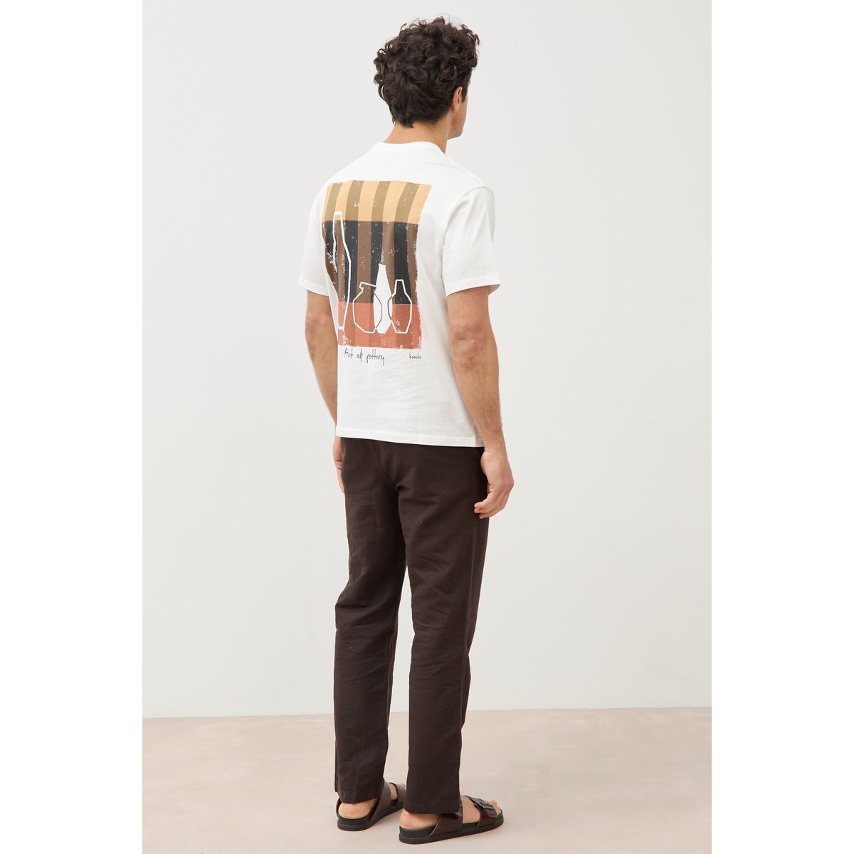 T-shirt en coton ecru, BONOBO