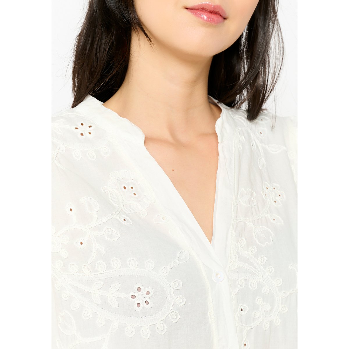 Robe brodée bohème blanc vanille, LOLALIZA