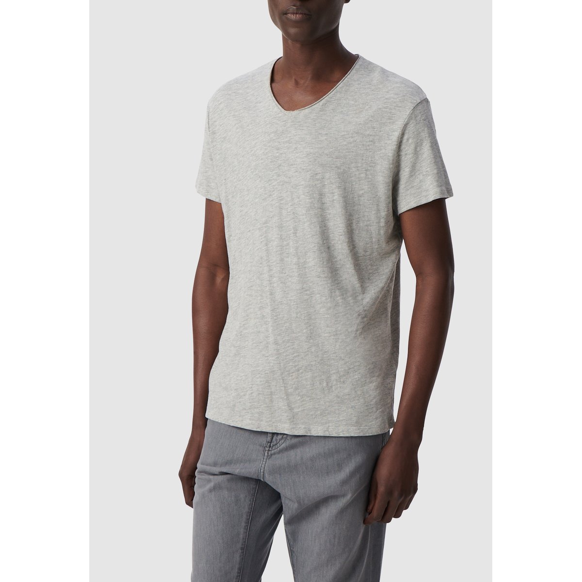 Tee-shirt col V L'Essentiel gris, IKKS