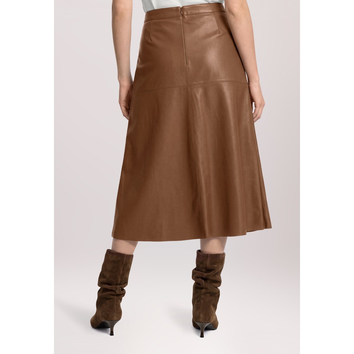 Jupe de coupe trapèze unicolore dark coffee, BETTY BARCLAY