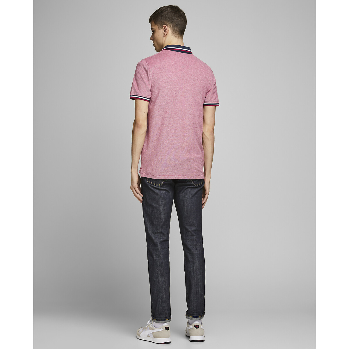 Polo manches courtes en maille piquée rouge, JACK & JONES