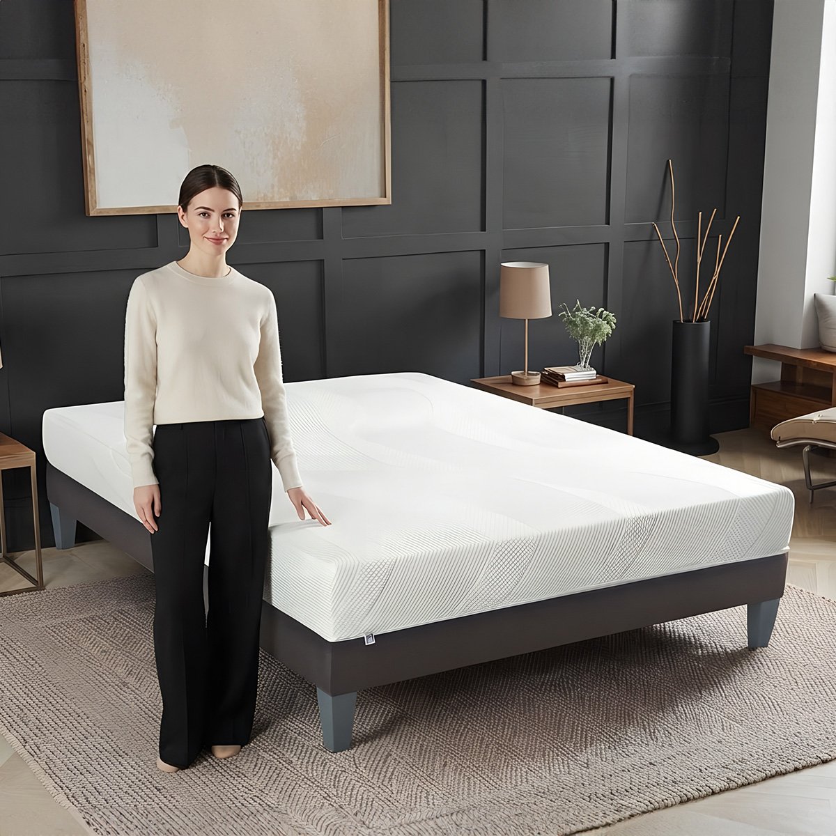 Matelas Paris - Mousse mémoire de forme - Fabriqué en France - 24 cm d'épaisseur - Accueil moelleux, soutien ferme blanc, BELLECOUR