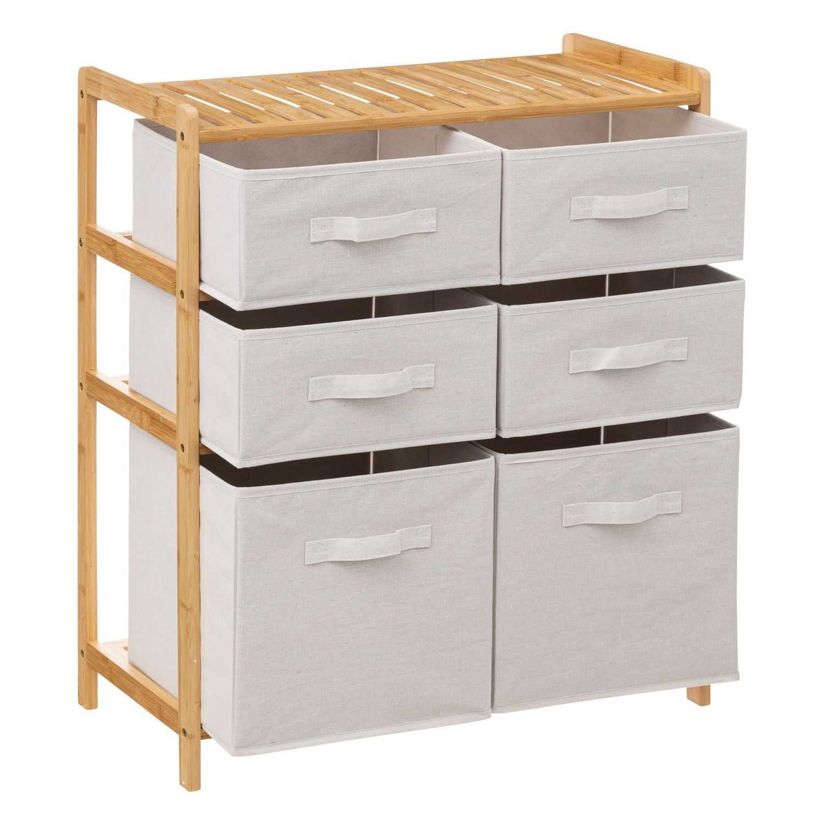 Meuble étagère double en bambou 6 paniers de rangement MIX'N MODUL marron, ATMOSPHERA