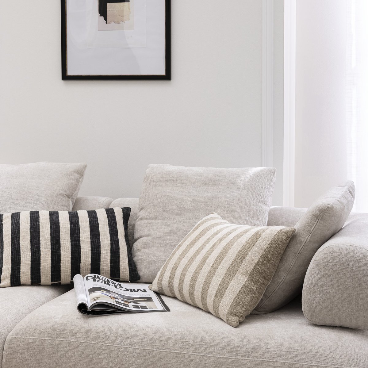Coussin en coton double face, INSPIRE terre beige, INSPIRE