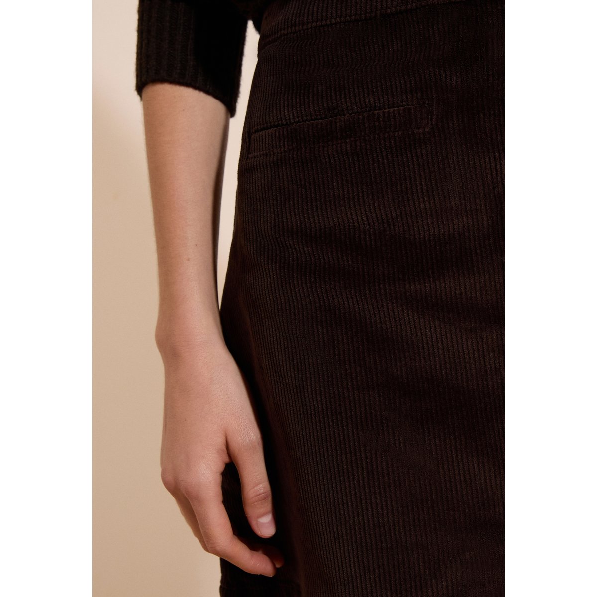 Jupe courte en coton VELVETY chocolat, ETAM