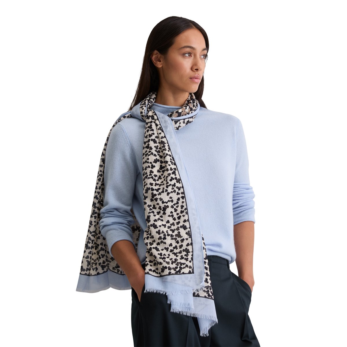Foulard à l'imprimé allover avec TENCEL™ Lyocell noir, MARC O'POLO