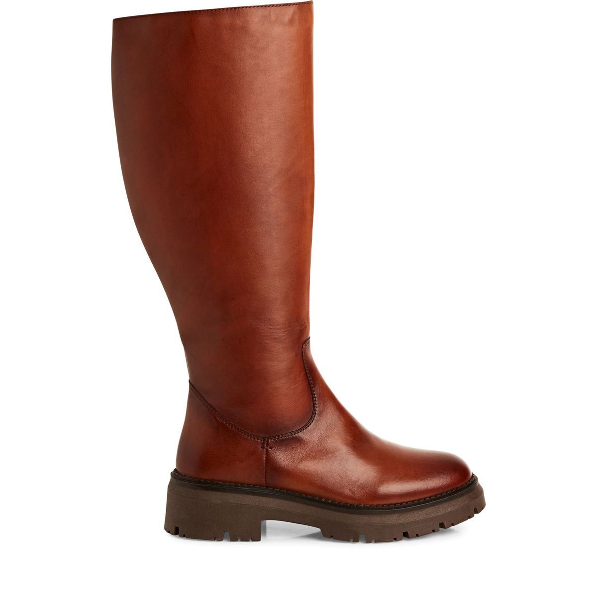 Bottes en cuir marron cognac, MARCO TOZZI