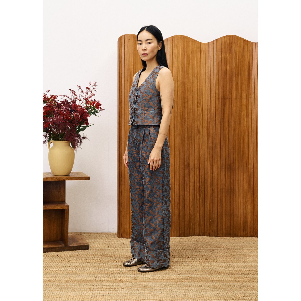 Pantalon en coton VIAN marron glace, FRNCH